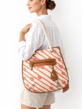 rafé New York Nautical Rope Print Tote Clarins Collab Beach Bag Anchor Charm